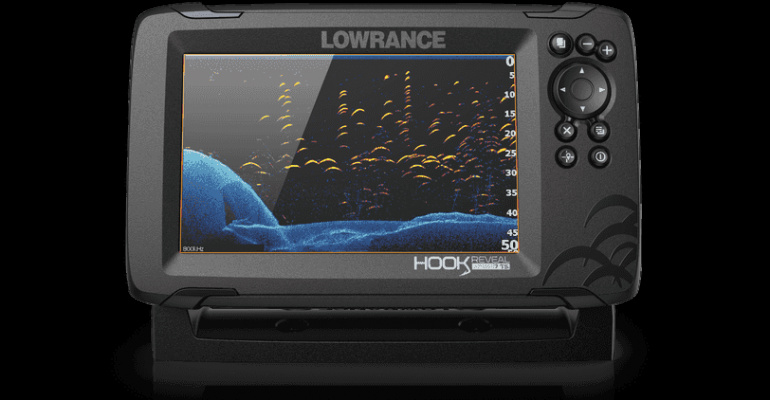 HOOK REVEAL 7 TripleShot s CHIRP, SideScan in DownScan